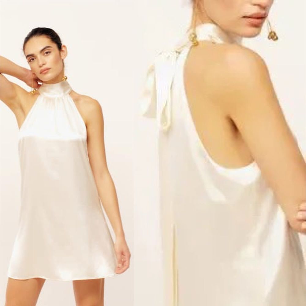 NWT REFORMATION Corinth Silk Dress in Ivory Size XL - Picture 3 of 11